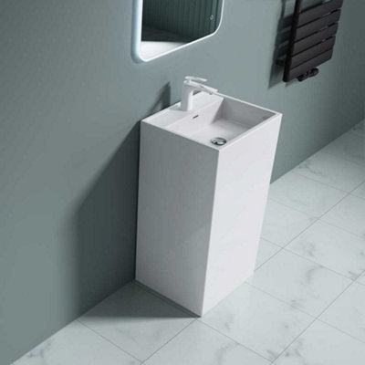 Durovin Bathrooms Luxurious Stone Pedestal Basin - Rectangular Freestanding - 500 x 420 x 900mm