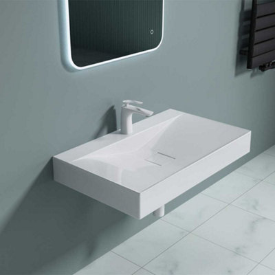 Durovin Bathrooms Luxurious Stone Resin Bathroom Basin - Wall Hung Or Countertop Mount Bathroom Sink - Width 800mm