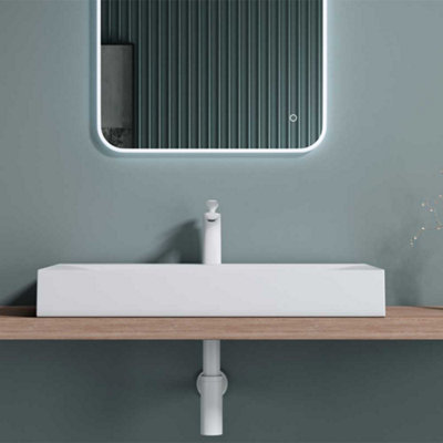 Durovin Bathrooms Luxurious Stone Resin Bathroom Basin - Wall Hung Or Countertop Mount Bathroom Sink - Width 800mm