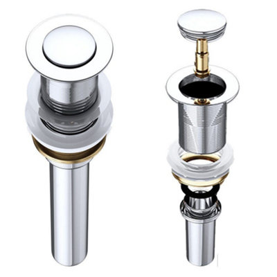 Durovin Bathrooms Push Pop Up Basin Waste Plug - Unslotted Suitable for ...