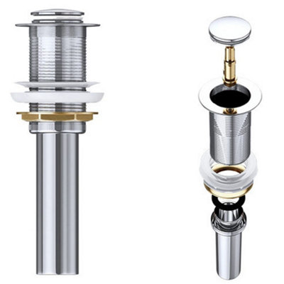 Durovin Bathrooms Push Pop Up Basin Waste Plug - Unslotted Suitable for ...