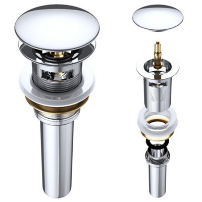 Durovin Bathrooms Push Pop Up Chrome Basin Waste Plug - Slotted ...