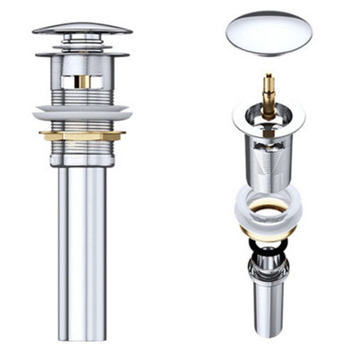 Durovin Bathrooms Push Pop Up Chrome Basin Waste Plug - Slotted ...