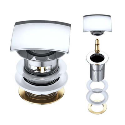 Durovin Bathrooms Push Pop Up Chrome Basin Waste Plug - Slotted ...