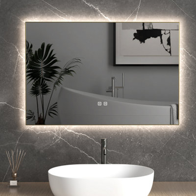 Durovin Bathrooms Wall Mounted Illuminated LED Bathroom Rectangular ...