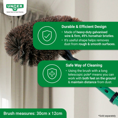 Dusting Wall Cleaning Brush - Cobweb Duster & Ceiling Fan Cleaner Brush - Fits Any Telescopic Pole, Round Dusting by UNGER