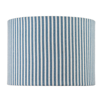 Dusty Blue Thin Striped Linen Fabric Lamp Shade with Inner Lining