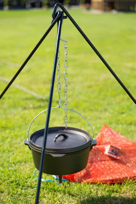 Dutch Oven Set 4.25L Cast Iron Camping Cooker with Lid Lifter & Free Carry Bag - 3