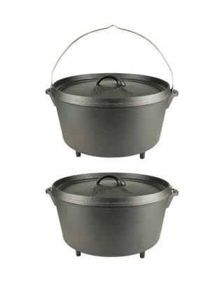 Dutch Oven Set 8L Cast Iron Camping Cooker with Lid Lifter & Free Carry Bag