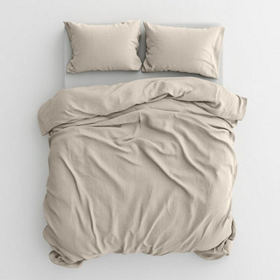 Duvet Cover & Pillowcase Set - Natural Stone - Muslin Cotton - King