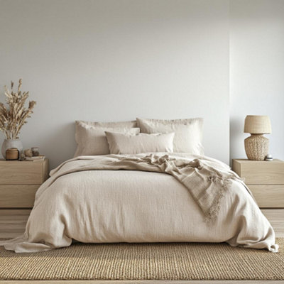 Duvet Cover & Pillowcase Set - Natural Stone - Muslin Cotton - Super King