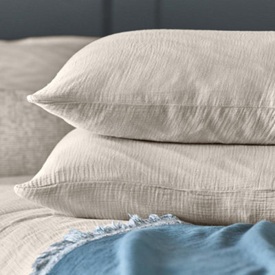 Duvet Cover & Pillowcase Set - Natural Stone - Muslin Cotton - Super King