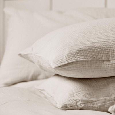 Duvet Cover & Pillowcase Set - Natural Stone - Muslin Cotton - Super King