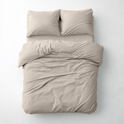 Duvet Cover & Pillowcase Set - Natural Stone - Washed Cotton - Double