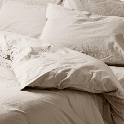 Duvet Cover & Pillowcase Set - Natural Stone - Washed Cotton - Double