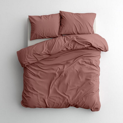 Duvet Cover & Pillowcase Set - Terracotta Orange - Washed Cotton - King