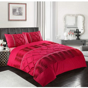 Duvet Cover Set Eleanor Pintuck Stripes Luxury Quilt Cover Sets Soft Poly Cotton Easy Care Bedding Set