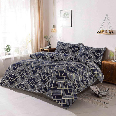 Duvet Cover Set Geometric Triangle Lines Sebastian Printed Reversible Quilt Cover Bedding Set