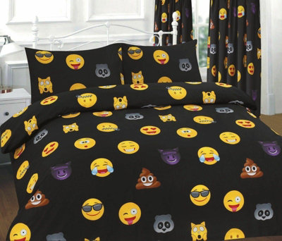 Duvet Cover Set Ikon Emoji Reversible Kids Printed Quilt Cover Bedding Set