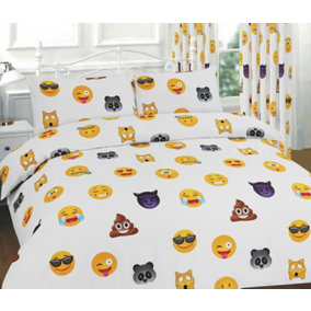 Duvet Cover Set Ikon Emoji Reversible Kids Printed Quilt Cover Bedding Set
