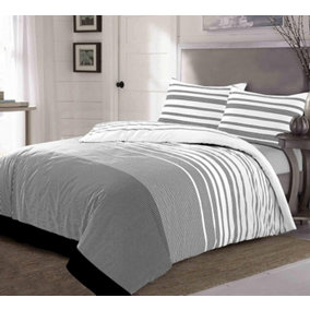 Duvet Cover Set Maximus Square Stripe Lines Printed Easy Care Reversible Printed Quilt Cover Bedding Set