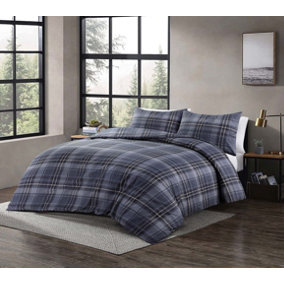 Duvet Cover Set Printed Checked Reversible Wesley Quilt Cover Bedding Set