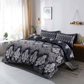 Duvet Cover Set Printed Floral Reversible Stripe Tanya Quilt Cover Bedding Set