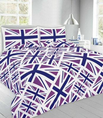 Duvet Cover Set Union Jack Flag With Pillow Case Reversible Printed Bedding Set