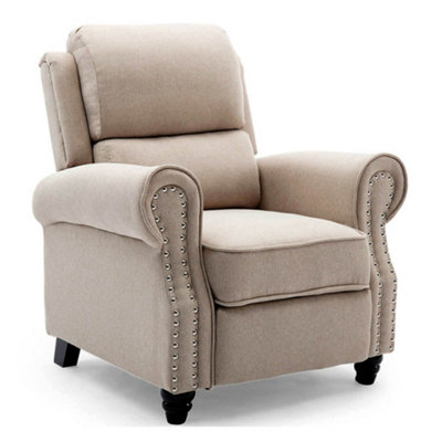 Duxford Fabric Pushback Recliner Armchair Sofa Occasional Chair Cinema (Beige)