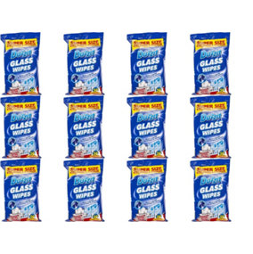 Duzzit Glass Wipes 50 Pack Jumbo Wipes (Pack of 12)