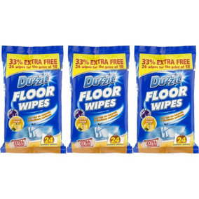 Duzzit Quick Cleaning Floor Wipes, 24 Wipes (Pack of 3)
