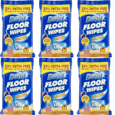 Duzzit Quick Cleaning Floor Wipes, 24 Wipes (Pack of 6)