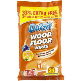 Duzzit Wood Floor Wipes Fresh Lemon, 24 Wipes