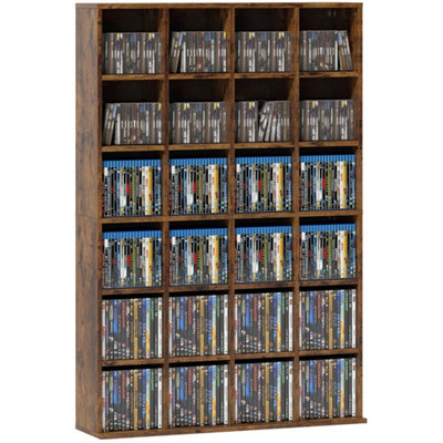 DVD CD Media Storage Rack, Video Display Unit, Rustic Brown