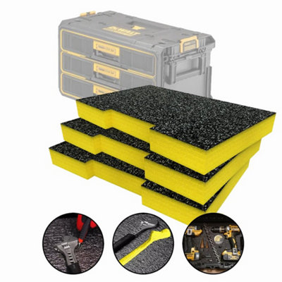 DWST08330-1 Toughsystem 2.0 Toolbox 3 Shallow Drawer + 3x Shadow 50mm Foam Inlay
