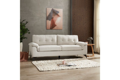 Dylan 3 Seater Sofa, Cream Linen Fabric