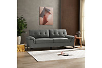 Dylan 3 Seater Sofa, Dark Grey Linen Fabric