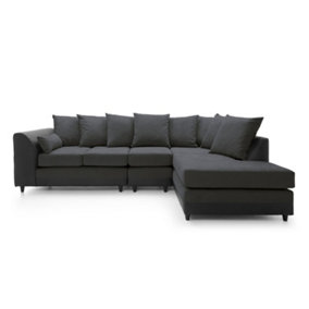 Dylan Large Corner Sofa Right Facing in Black