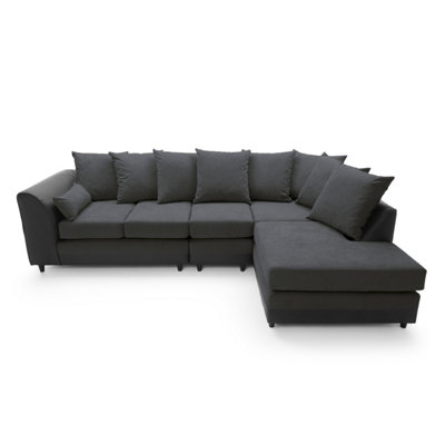 Dylan Large Corner Sofa Right Facing in Black