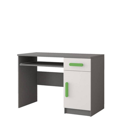 Dynamic Grey and White Computer Desk H760mm W1100mm D500mm - Lime Handles for Energetic Workspaces