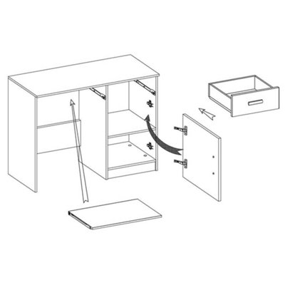 Dynamic Grey and White Computer Desk H760mm W1100mm D500mm - Lime Handles for Energetic Workspaces