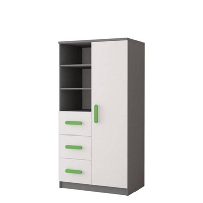 Dynamic Grey and White Sideboard H1600mm W800mm D400mm - Lime Handles for Vibrant Interiors