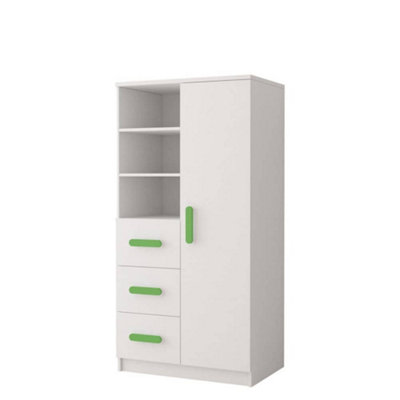 Dynamic White Sideboard H1600mm W800mm D400mm - Lime Handles for Vibrant Interiors