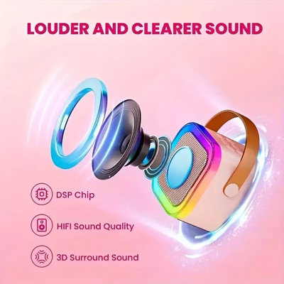 Dyzi Portable Wireless Speaker with Microphone Karaoke Machine Bluetooth Sound System
