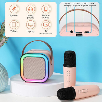 Dyzi Portable Wireless Speaker with Microphone Karaoke Machine Bluetooth Sound System