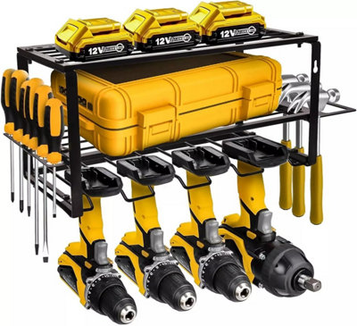 Dyzi Power Tool Organizer Wall Mount Alloy Steel Black Storage Rack