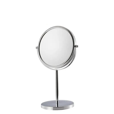 Dyzi Silver Double-Sided Circular Crystal Style Glass Metal Makeup Mirror 1X/10X Magnification
