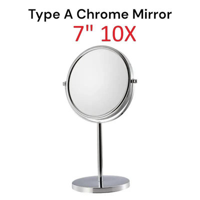 Dyzi Silver Double-Sided Circular Crystal Style Glass Metal Makeup Mirror  1X/10X Magnification