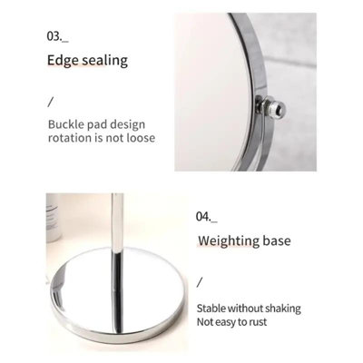 Dyzi Silver Double-Sided Circular Crystal Style Glass Metal Makeup Mirror  1X/10X Magnification