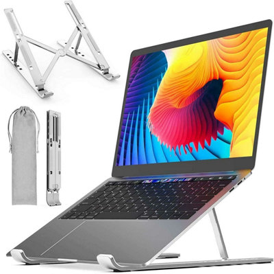 Dyzi Silver Foldable Compact Ventilated Aluminum Portable Laptop Stand Holder
